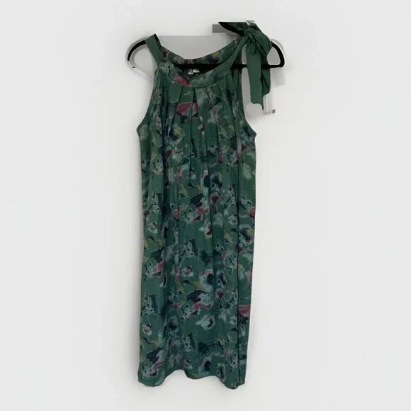 Bellambra Linen Midi Dress XL Green Floral Cottagecore Fairycore Coastal Beach - Picture 2 of 9